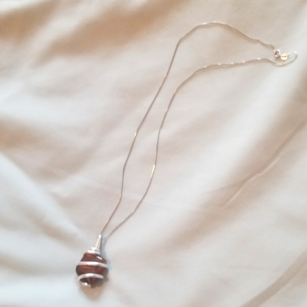NWOT Silver and Carnelian Crystal Necklace